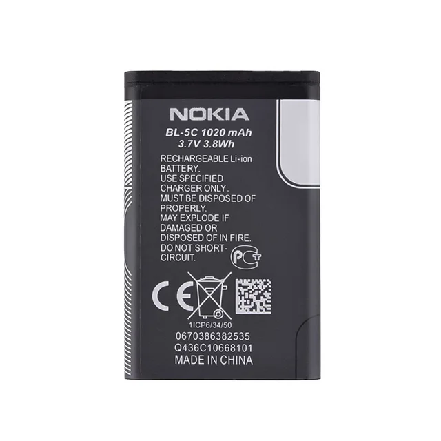 باتری موبایل نوکیا مدل BL-5C ظرفیت 1020 میلی آمپر ساعت مناسب برای گوشی موبایل نوکیا 5C 101816073