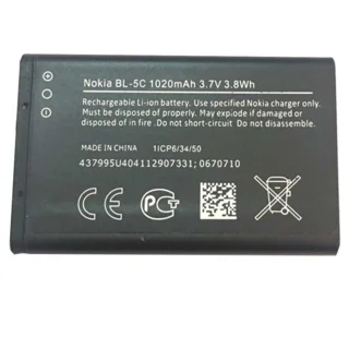 باتری موبایل نوکیا مدل BL-5C ظرفیت 1020 میلی آمپر ساعت مناسب برای گوشی موبایل نوکیا 5C 101816075
